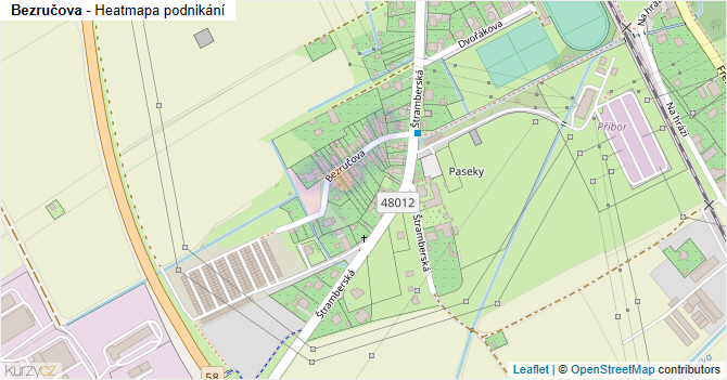 Bezručova - mapa podnikání