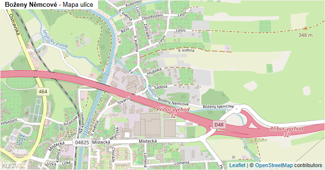 Boženy Němcové - mapa ulice