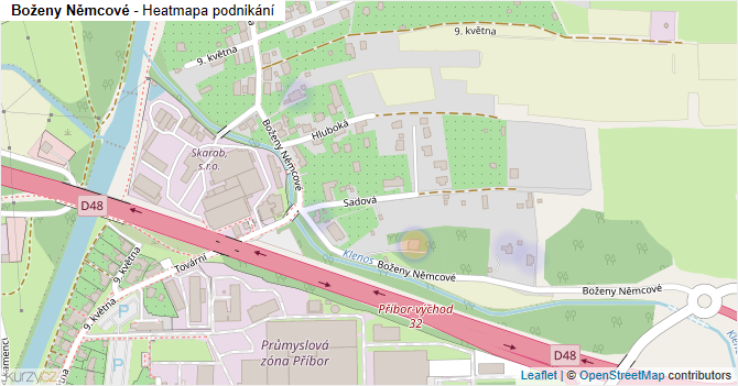 Boženy Němcové - mapa podnikání