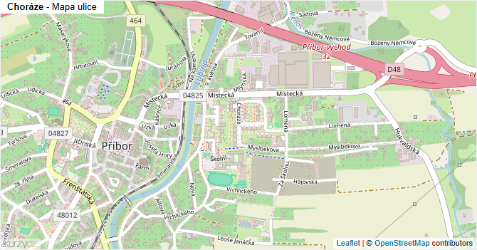 Choráze - mapa ulice
