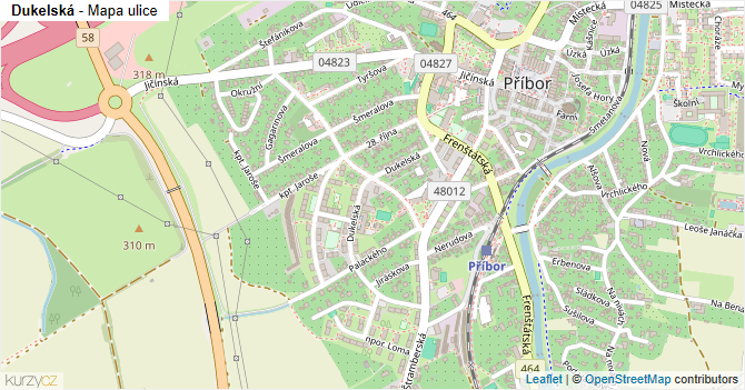 Dukelská - mapa ulice