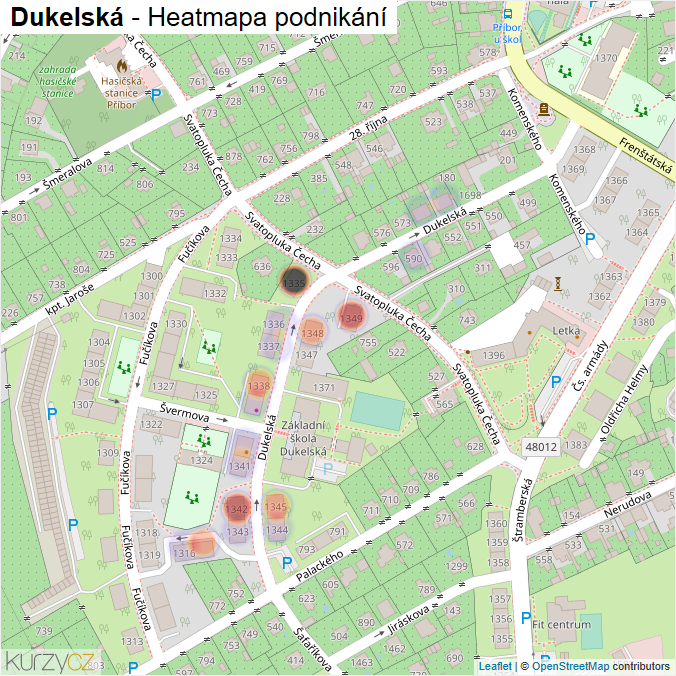Mapa Dukelská - Firmy v ulici.