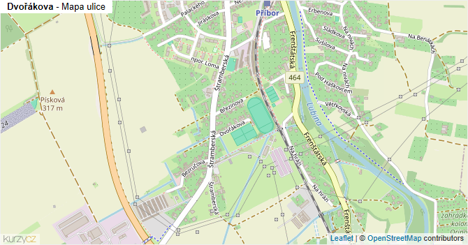 Dvořákova - mapa ulice