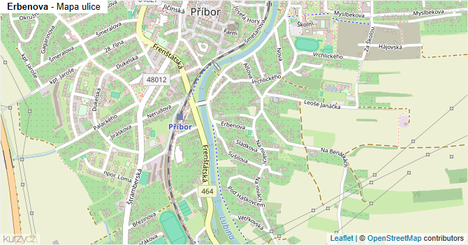 Erbenova - mapa ulice