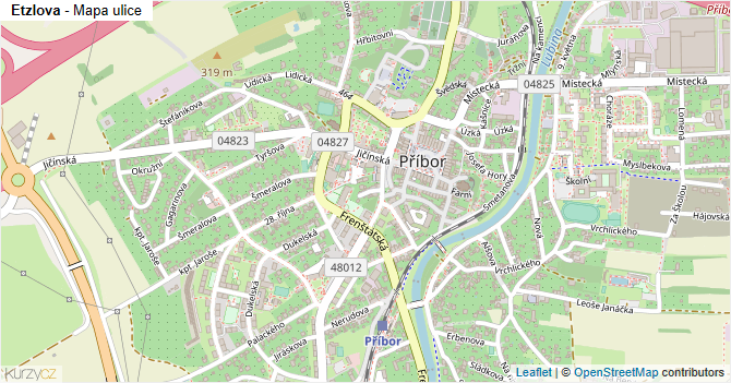 Etzlova - mapa ulice
