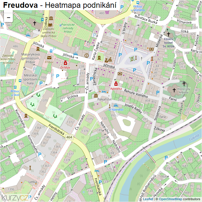 Mapa Freudova - Firmy v ulici.