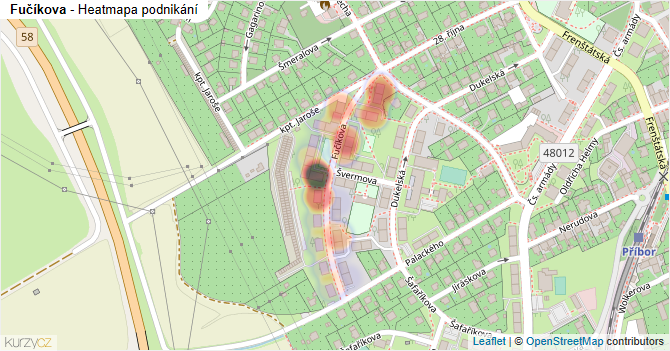 Fučíkova - mapa podnikání