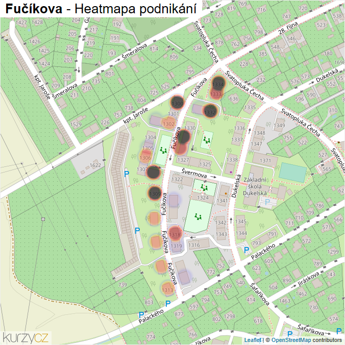 Mapa Fučíkova - Firmy v ulici.