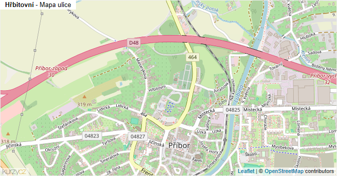 Hřbitovní - mapa ulice