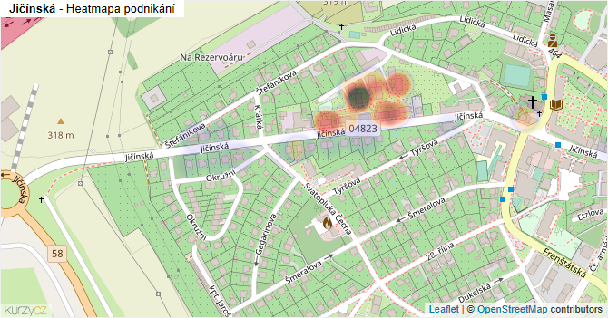 Jičínská - mapa podnikání
