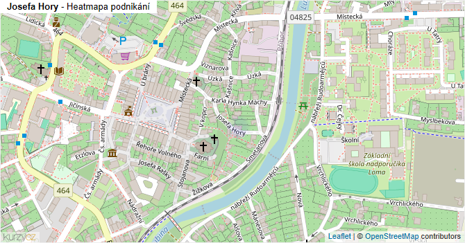 Josefa Hory - mapa podnikání