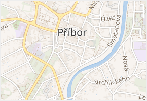 Josefa Rašky v obci Příbor - mapa ulice