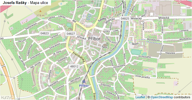 Josefa Rašky - mapa ulice