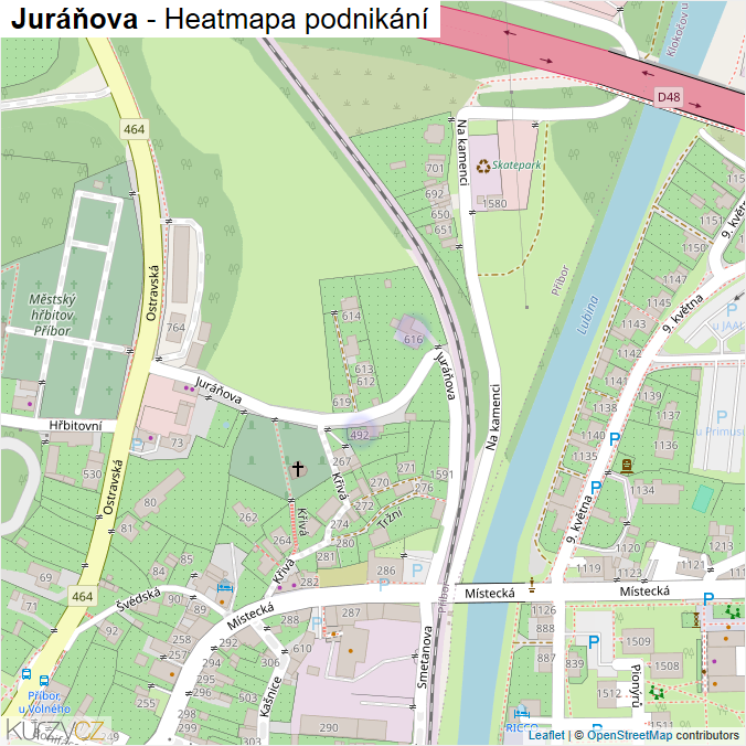 Mapa Juráňova - Firmy v ulici.