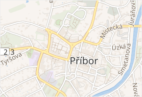 Karla Čapka v obci Příbor - mapa ulice