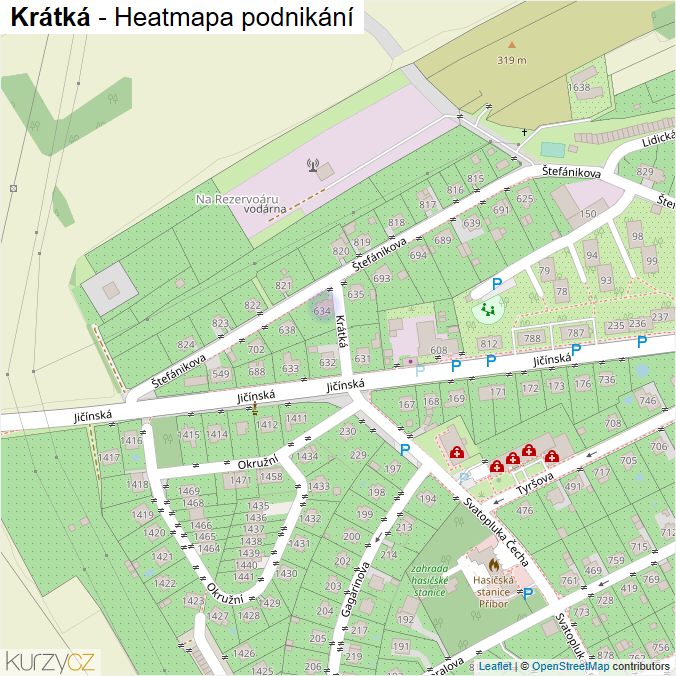 Mapa Krátká - Firmy v ulici.