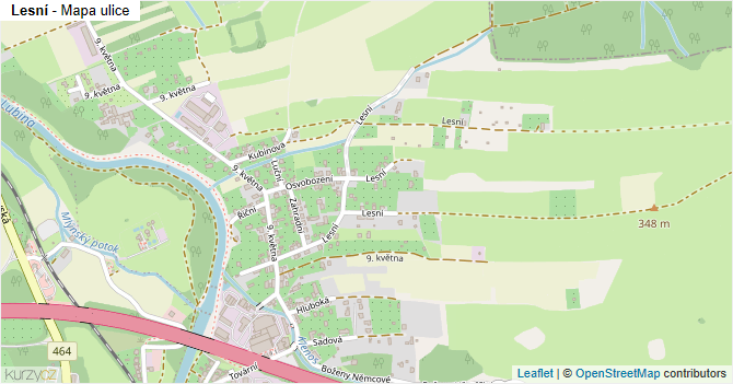 Lesní - mapa ulice
