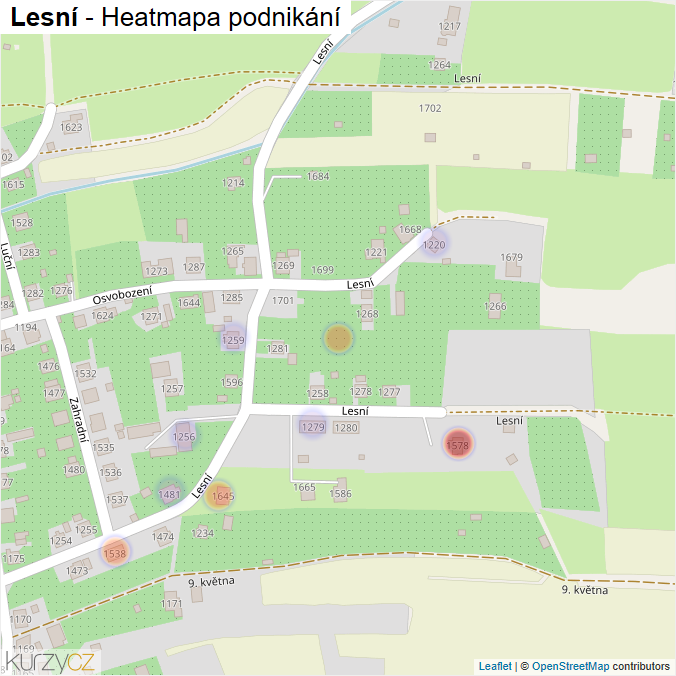 Mapa Lesní - Firmy v ulici.