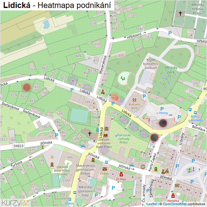Mapa Lidická - Firmy v ulici.