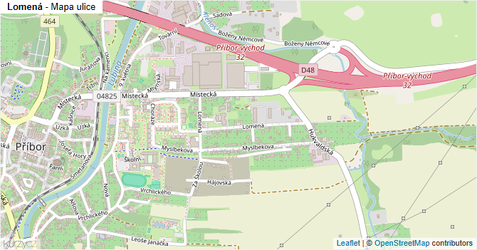 Lomená - mapa ulice