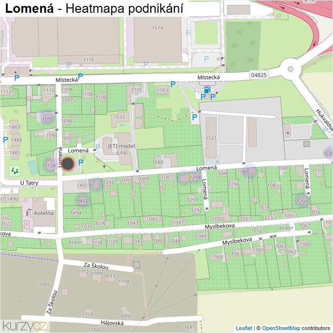 Mapa Lomená - Firmy v ulici.