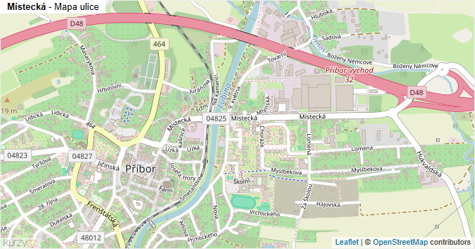 Místecká - mapa ulice