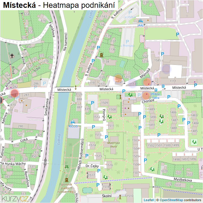 Mapa Místecká - Firmy v ulici.