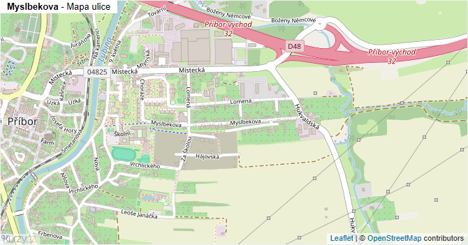 Myslbekova - mapa ulice