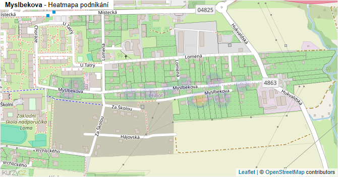 Myslbekova - mapa podnikání