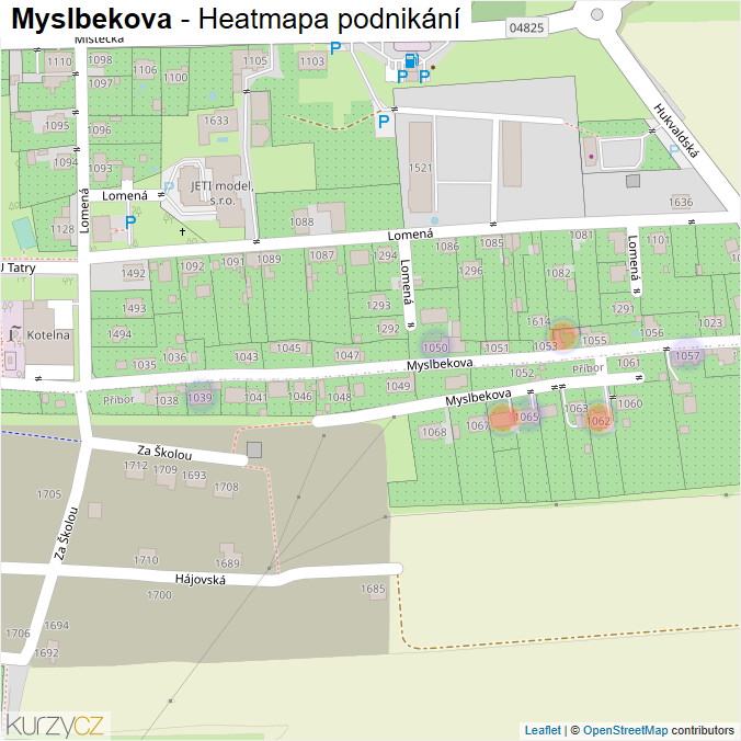 Mapa Myslbekova - Firmy v ulici.