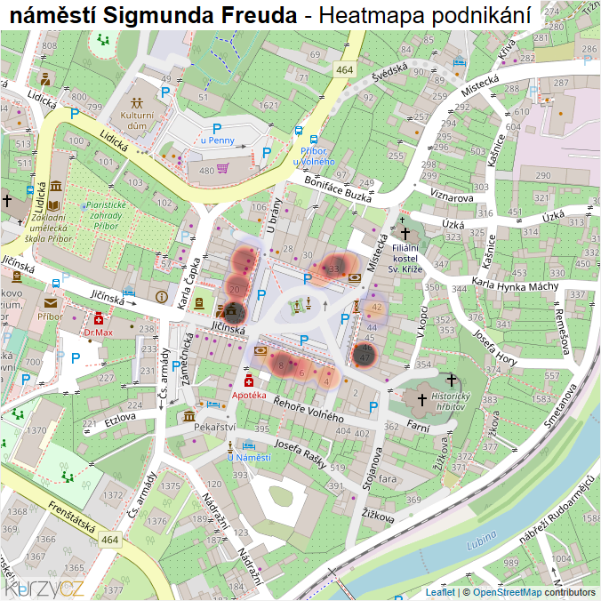 Mapa náměstí Sigmunda Freuda - Firmy v ulici.