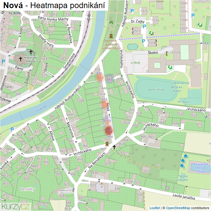 Mapa Nová - Firmy v ulici.
