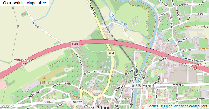 Ostravská - mapa ulice