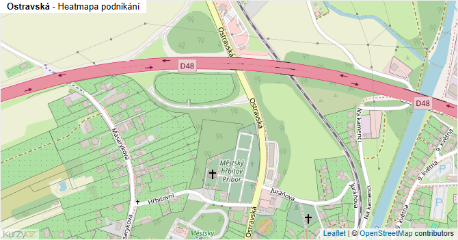 Ostravská - mapa podnikání