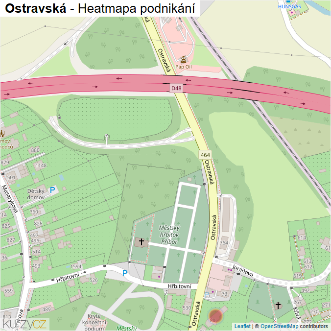 Mapa Ostravská - Firmy v ulici.