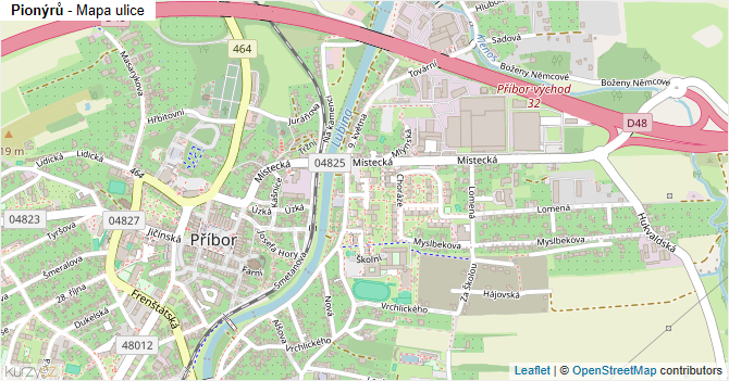 Pionýrů - mapa ulice