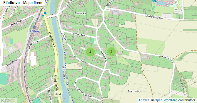 Sládkova - mapa firem