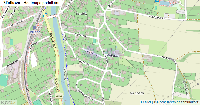 Sládkova - mapa podnikání