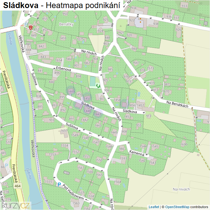 Mapa Sládkova - Firmy v ulici.