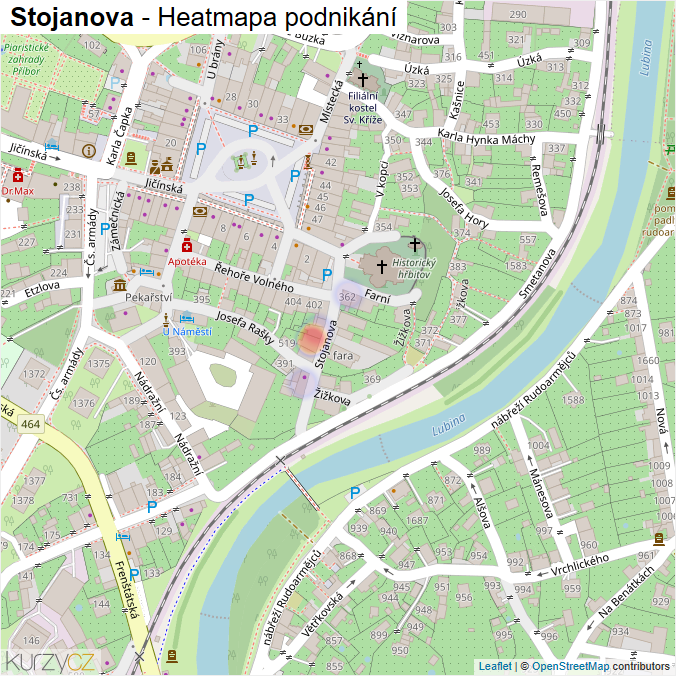 Mapa Stojanova - Firmy v ulici.