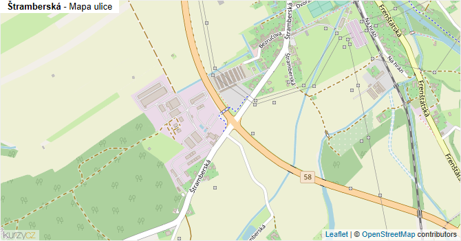 Štramberská - mapa ulice