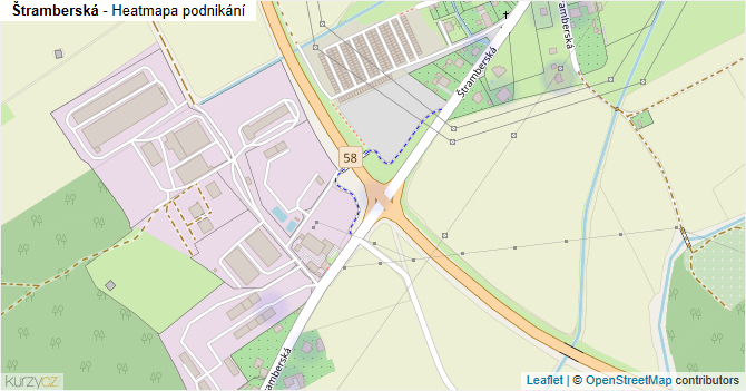 Štramberská - mapa podnikání