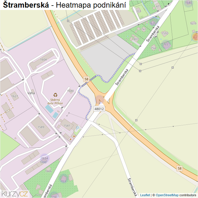 Mapa Štramberská - Firmy v ulici.