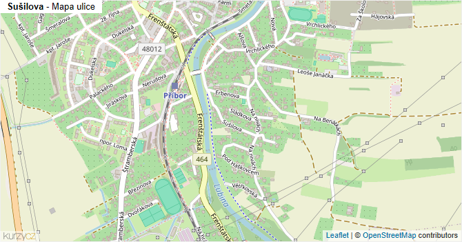 Sušilova - mapa ulice