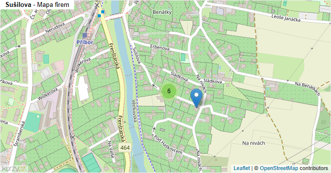 Sušilova - mapa firem
