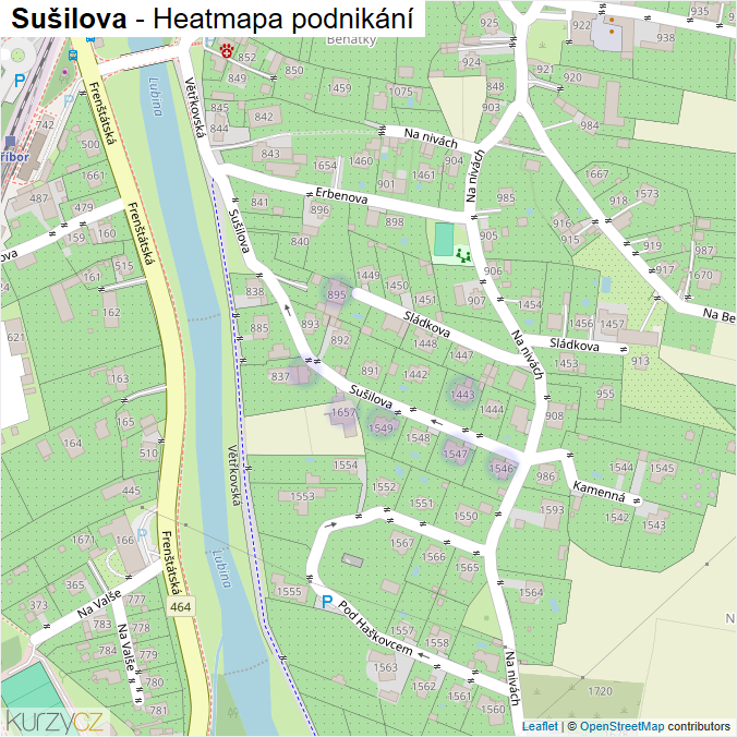 Mapa Sušilova - Firmy v ulici.