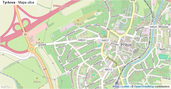 Tyršova - mapa ulice