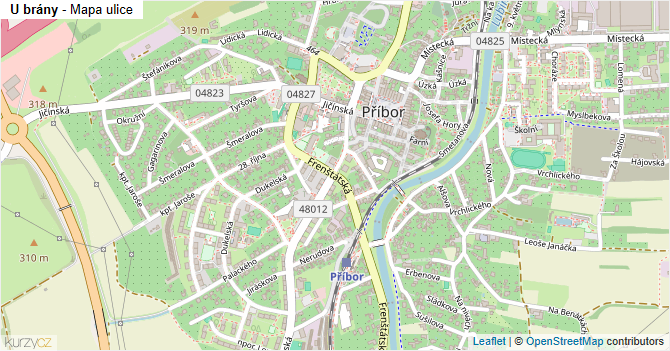 U brány - mapa ulice