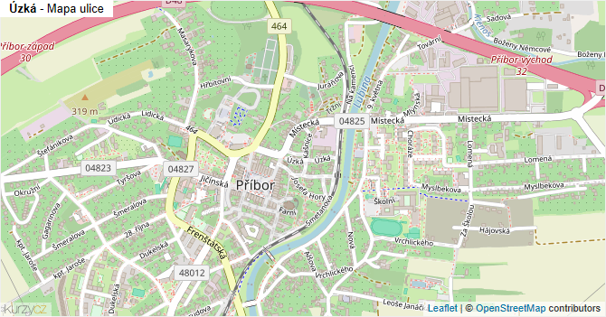Úzká - mapa ulice
