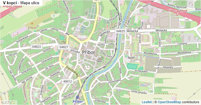 V kopci - mapa ulice